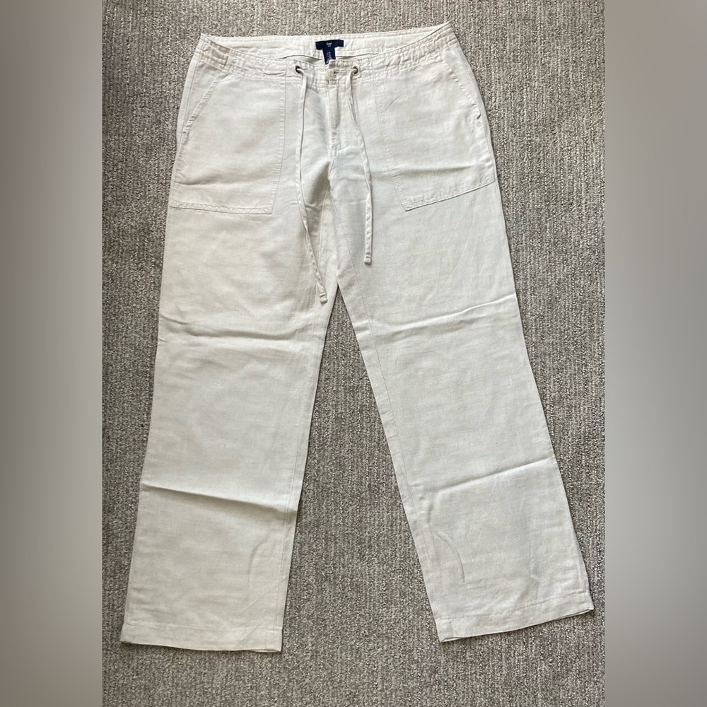 GAP Women's Cream Linen+Cotton Pants